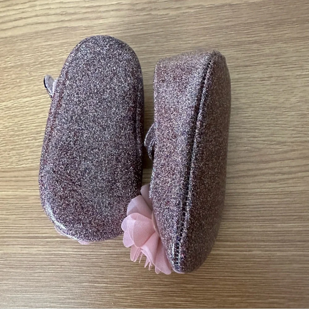 Baby Deer by Trimfoot Pink Glitter Dress Shoes with Flower size 2